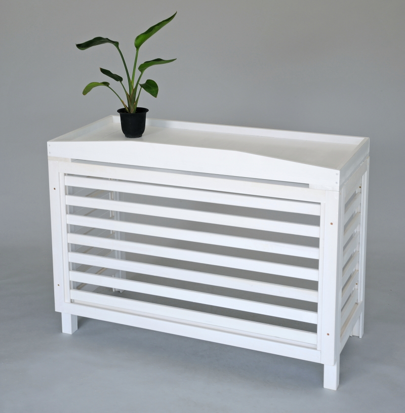 室外機カバー・よこ格子・ホワイト