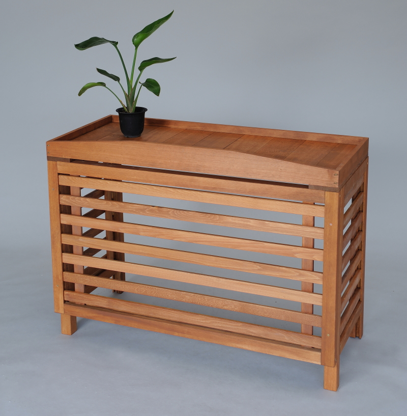 室外機カバー・よこ格子・縦ポイント・チーク