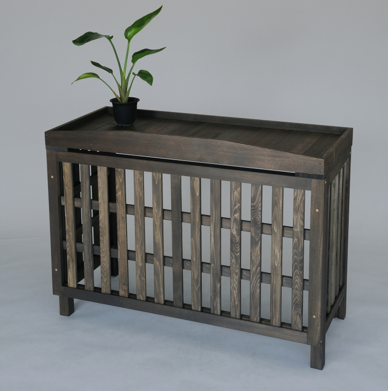 室外機カバー・たて格子・小江戸風・ブラウン