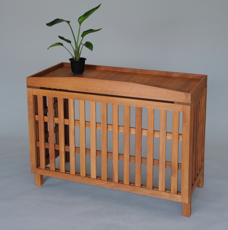 室外機カバー・たて格子・小江戸風・チーク