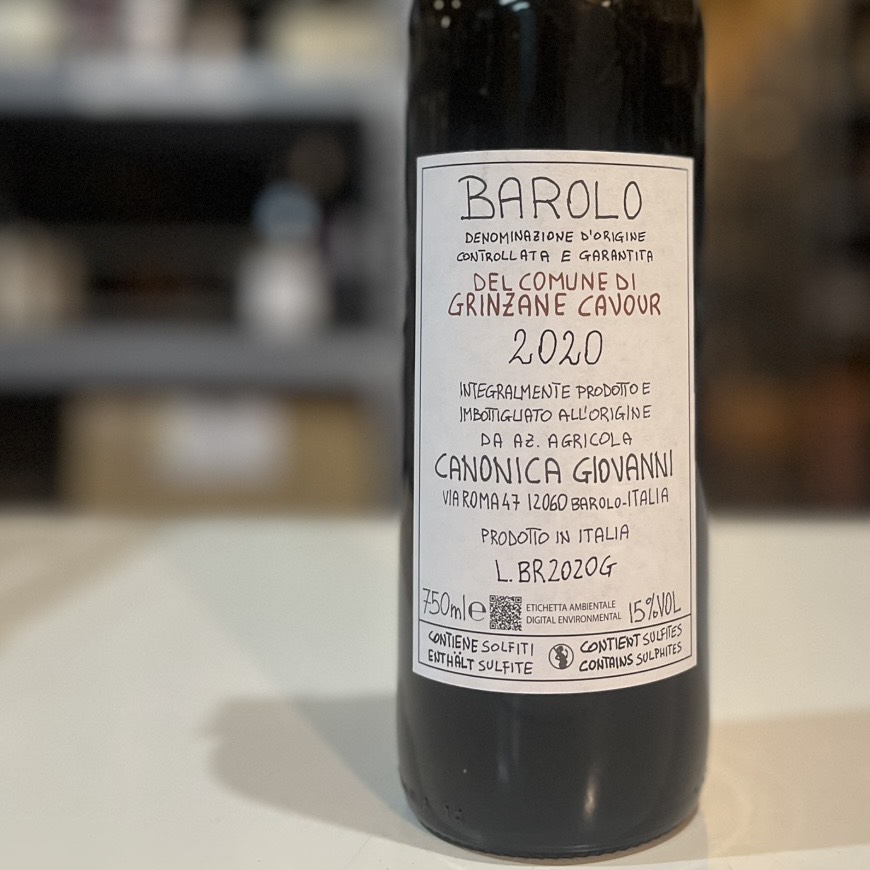 ジョヴァンニ　カノニカ　／　バローロ・グリンツァーネ・カヴール　2020年（赤）