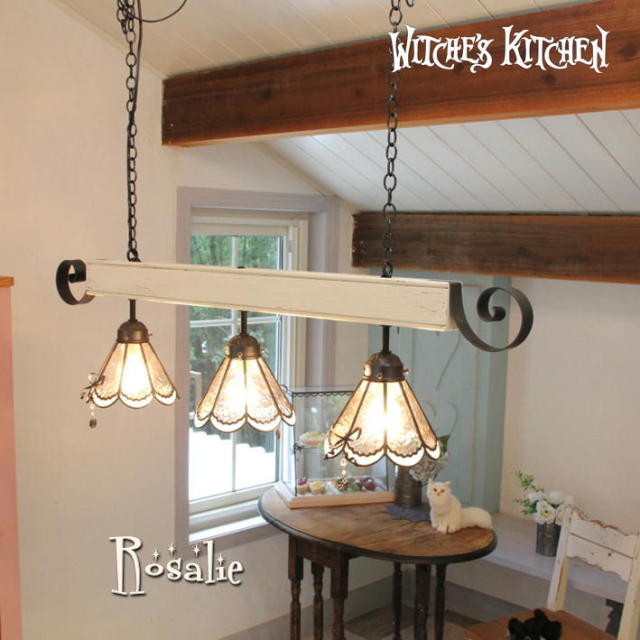 3灯ペンダントランプ 【 ロザリー 3Lights Rosalie 】 ステンドグラス