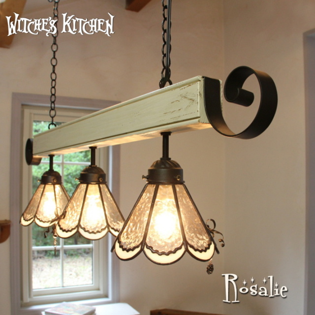 3灯ペンダントランプ 【 ロザリー 3Lights Rosalie 】 ステンドグラス