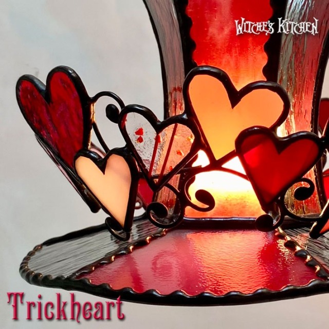 ステンドグラスのハートのランプ アップルホリックのペンダントランプ 【 トリックハート Trick Heart