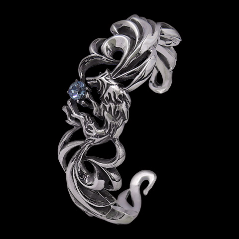 パルメットウォーターウルフバングルｗ／ブルーストーン