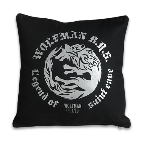 ムーンウルフキャンバスクッションカバー／シルバー