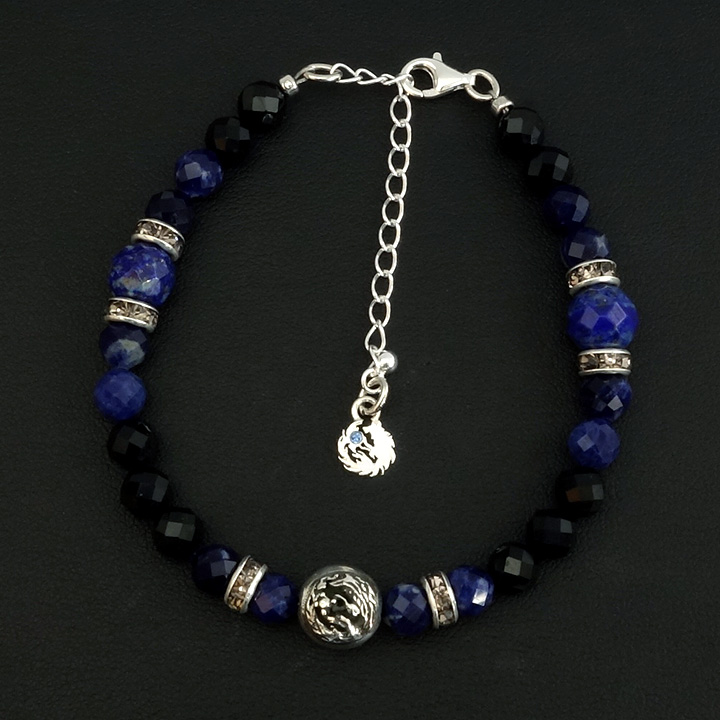 ムーンウルフボール×ソーダライト／オニキスブレスレット