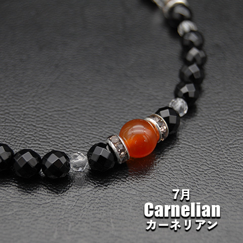誕生石ビーズブレスレット／７月　カーネリアン