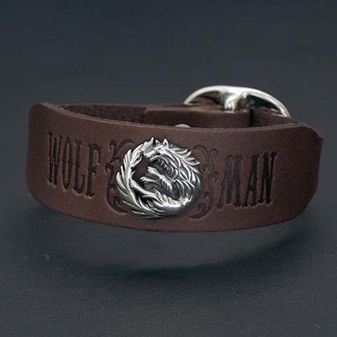 ムーンウルフカウスキンレザーブレス【ネコポス（￥280）対象商品】