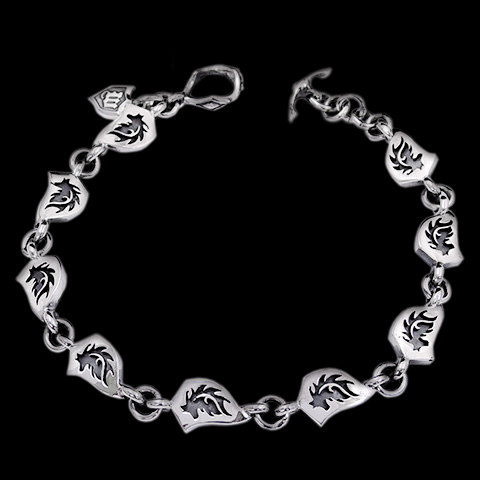 ウルフヘッドプレートリンクチャームブレスレット