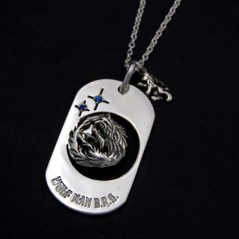 ムーンウルフドッグタグｗ／ストーン／ブルー