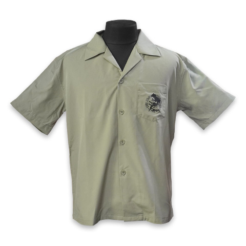 ケルティックウルフオープンカラーシャツ／グレーグリーン