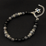 ラルビカイト×オニキスブレスレット／天然石 【ネコポス（￥280）対象商品】