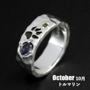 【誕生石カスタムジュエリー】10月トルマリン／ウルフフットパウンドリング（受注生産）