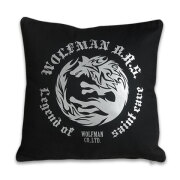 ムーンウルフキャンバスクッションカバー／シルバー