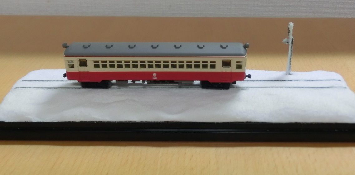 Nゲージ鉄道模型ミニジオラマ ローカル単線の冬景色と信号