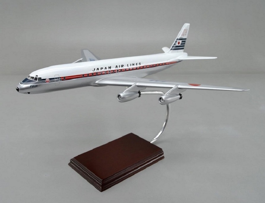 DC-8-32 FUJI DOUGLAS DC-8 JA8001 日本航空ジェット旅客機 精密模型完成品, ハンドメイド木製ソリッドモデル、ウッドマンクラブ
