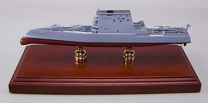 アメリカ海軍ミサイル駆逐艦ズムウォルト(USS DDG-1000 ZUMWALT)木製完成品塗装済,ハンドメイド