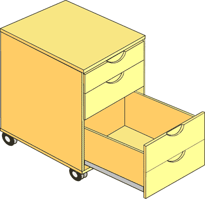 システムパーツ／ユニット引出しWL40/3（キャスター付き）