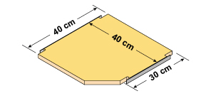 システムパーツ／コーナー棚板40x40/30（左）
