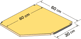システムパーツ／コーナー棚板60x60/30（左）