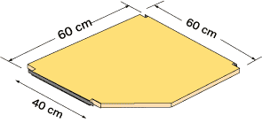 システムパーツ／コーナー棚板60x60/40（右）