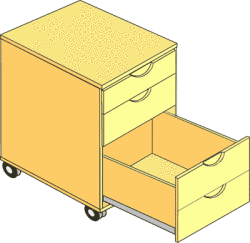 システムパーツ／ユニット引出しWL40/3（キャスター付き）