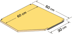 システムパーツ／コーナー棚板60x60/30（左）