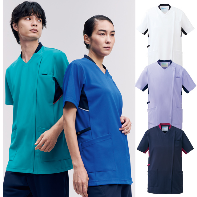 KAZEN(カゼン)　988-18 988-27 988-28 988-42 988-48 スクラブジャケット半袖（男女兼用）
