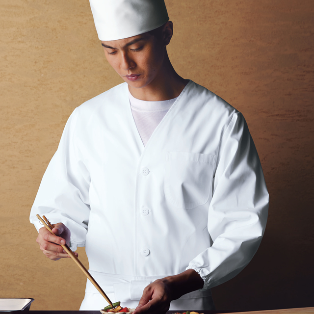 KAZEN(カゼン) 320-30 衿なし調理衣長袖