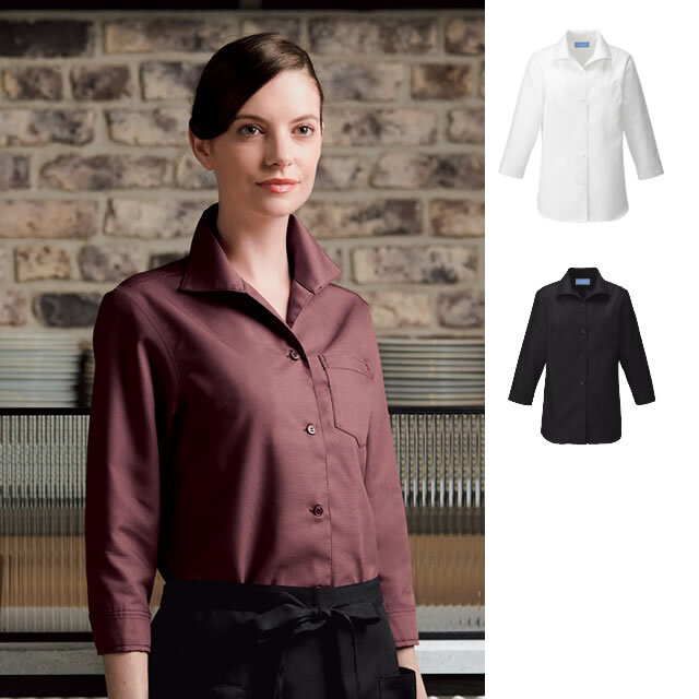 KAZEN(カゼン) 627-05 627-10 627-18 レディスシャツ七分袖｜カフェ