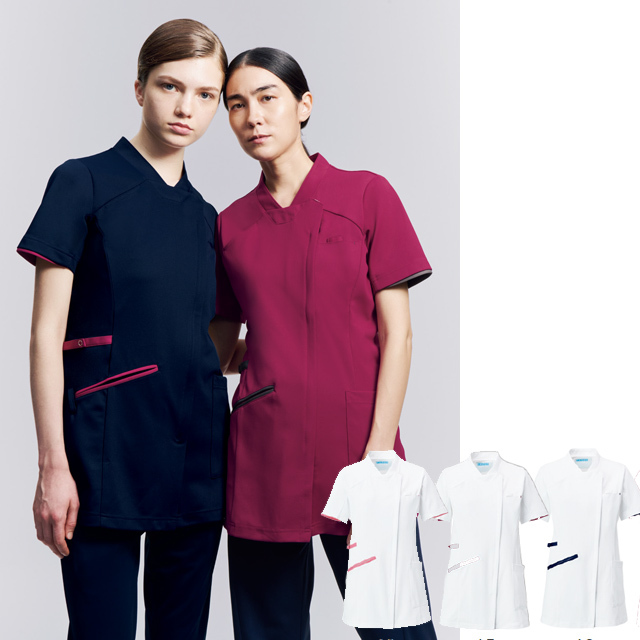 KAZEN(カゼン) 985-13 985-15 985-18 985-45 985-48 レディスチュニックジャケット半袖