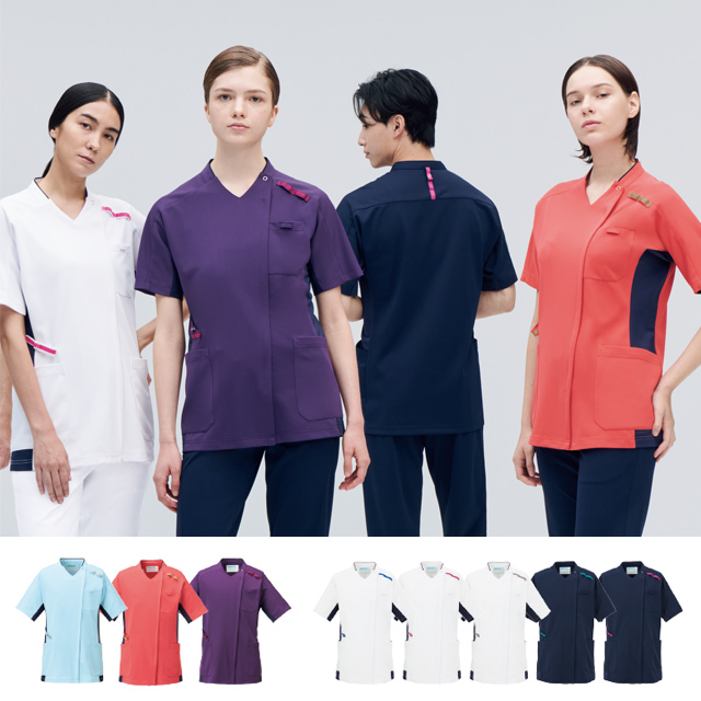 KAZEN(カゼン) 999-11 13 16 21 42 43 44 47  スクラブジャケット半袖(男女兼用)