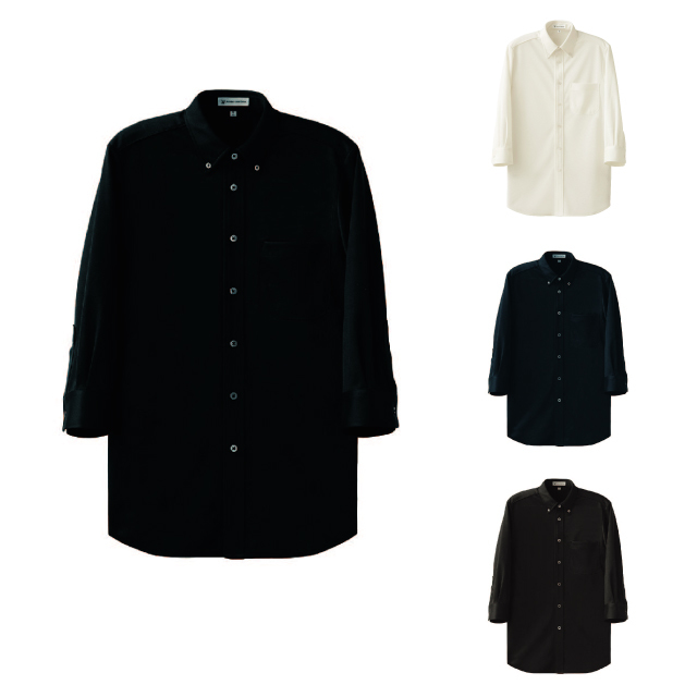 SEVEN(白洋社) CH4496 男女兼用7分袖ボタンダウンニットシャツ　