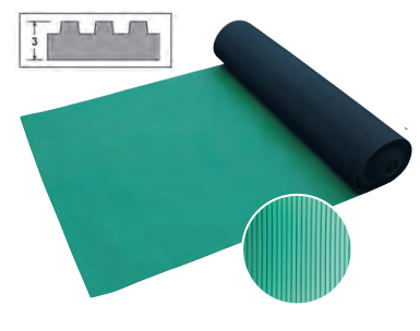 筋入りゴムマット（B山マット）　※タテ筋　3t×1m×10m　(40kg)1巻