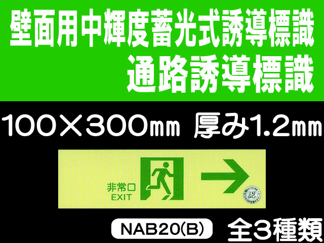 壁面用中輝度蓄光式誘導標識 通路誘導標識 NAB20(B)～22 1