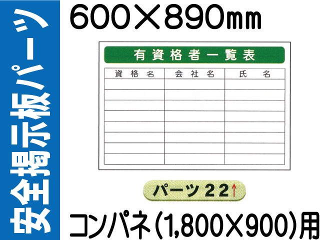 掲示板用パーツ 有資格者一覧表 パーツ２２