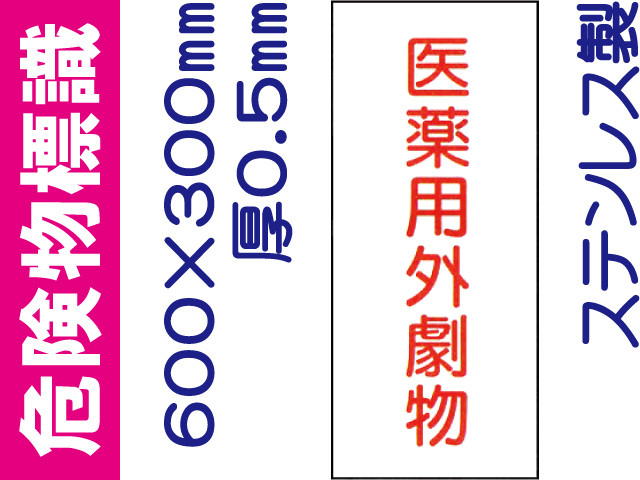 危険物標識 ステンK57「医薬用外劇物」白地タテ