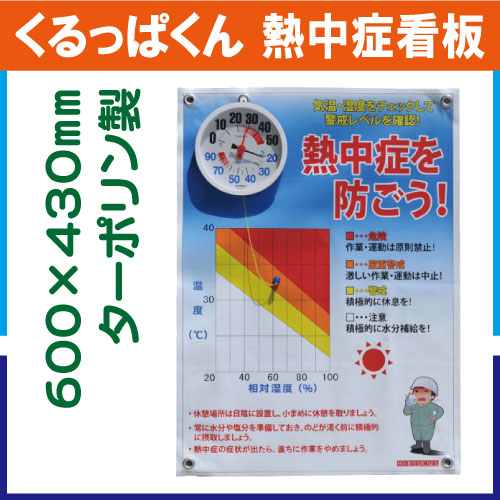 くるっぱくん 熱中症看板 温湿度計付レベル表 KL-S004L