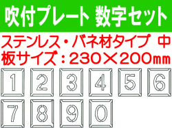 吹付プレート 吹付バネ材 数字セット（中）