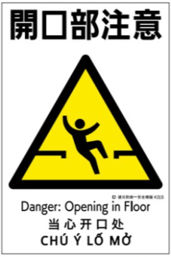 建災防統一安全標識　ks3 「開口部注意」