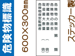 危険物標識 Kｽ16(B)「危険物の種別等 ５行」