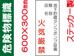 危険物標識 Kｽ84「地下貯蔵タンクポンプ設備 火気厳禁」