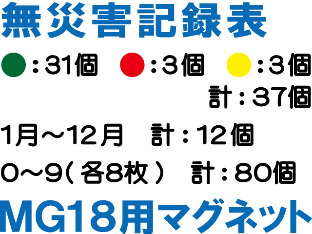 無災害記録表 MG18 マグネットのみ