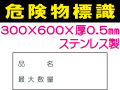 危険物標識 ステンK93「品名・最大数量」ヨコ