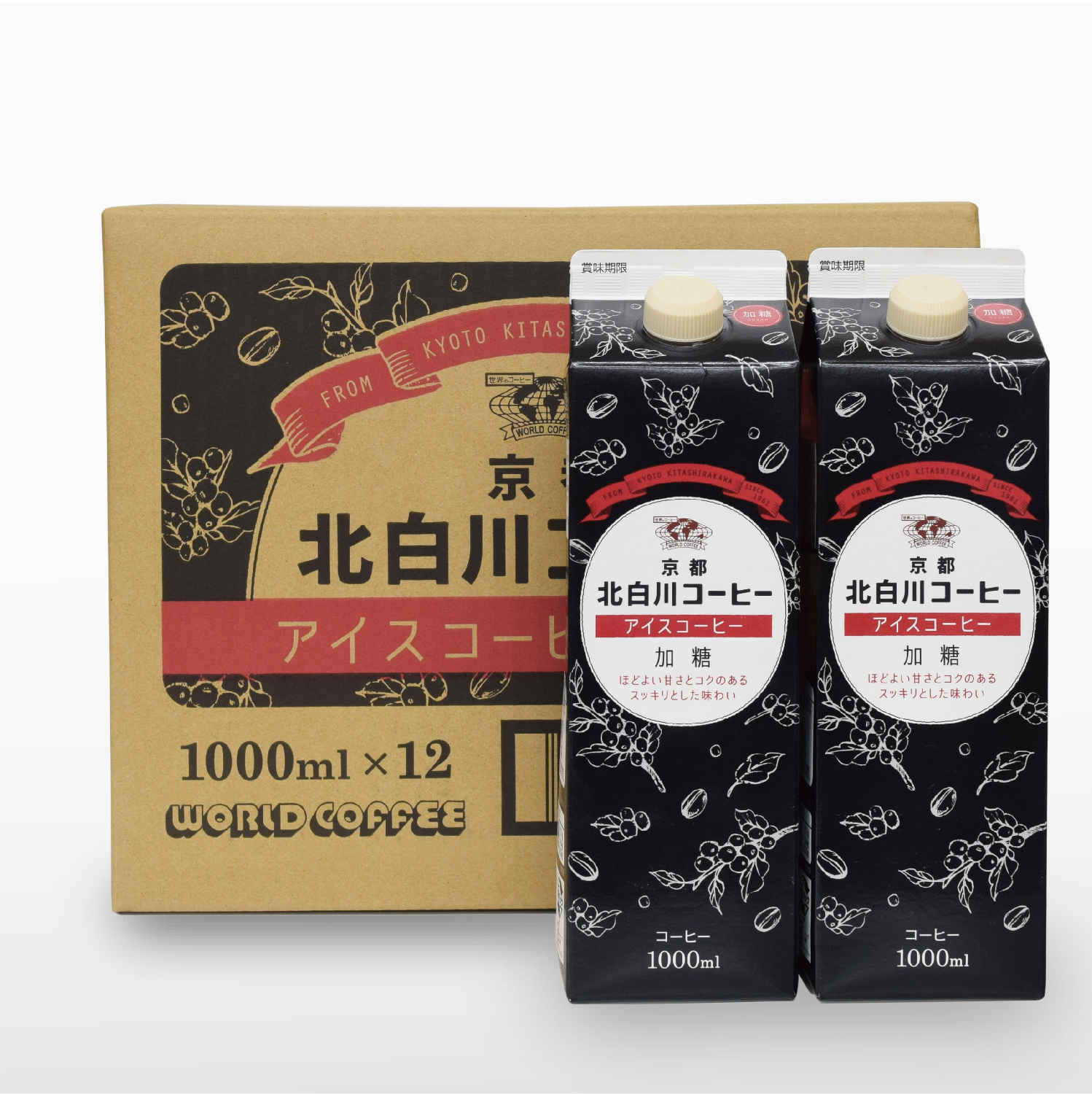 京都 北白川コーヒー  アイスコーヒー 加糖 1000ｍｌ×12本入