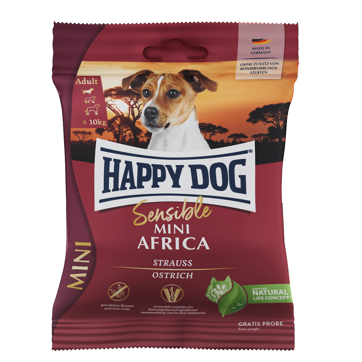 HAPPY DOG ミニ アフリカ (ダチョウ&ポテト) グレインフリー - 80g 【ネコポス可】