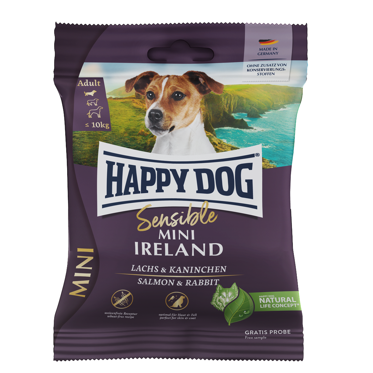 HAPPY DOG ミニ アイルランド (サーモン&ラビット) スキンケア - 80g 【ネコポス可】