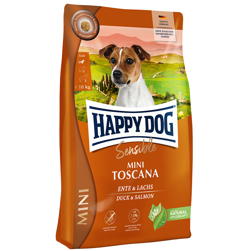 【定期購入】HAPPY DOG ミニ トスカーナ（鴨肉＆サーモン）低脂肪 - 4kg