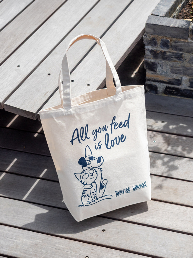 HAPPY DOG & CAT ロゴ入りトートバッグ
